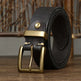 Retro Style Belt Men's Genuine Cattlehide Leather Surface Brass Buckle Denim Overalls Belt - EX-STOCK CANADA