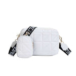 Rhombus Shoulder Bag + Wallet Set, Letter Print, Wide Strap - EX-STOCK CANADA