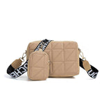 Rhombus Shoulder Bag + Wallet Set, Letter Print, Wide Strap - EX-STOCK CANADA