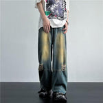 Ripped Retro Blue Contrast Color Jeans - EX-STOCK CANADA