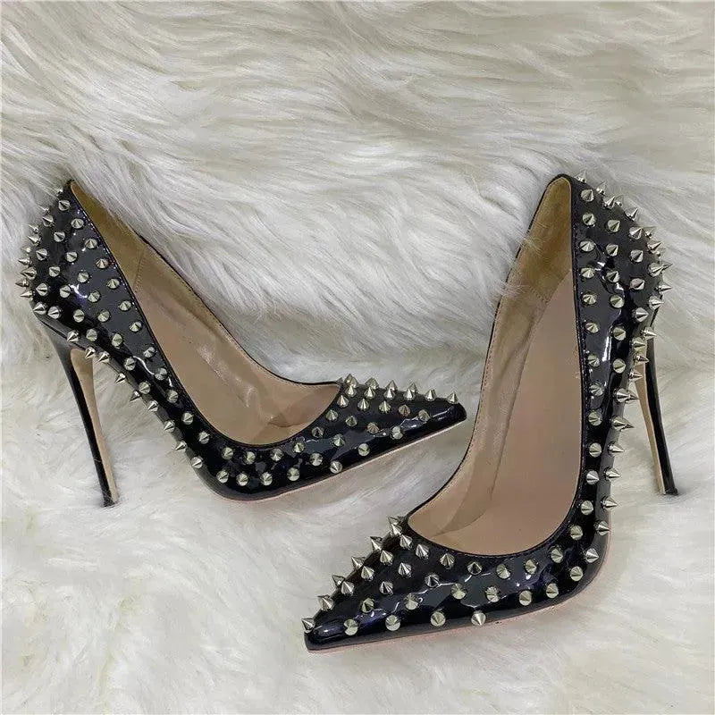 Rivet High Heels Pointed Stiletto Low-cut Shoes - EX-STOCK CANADA