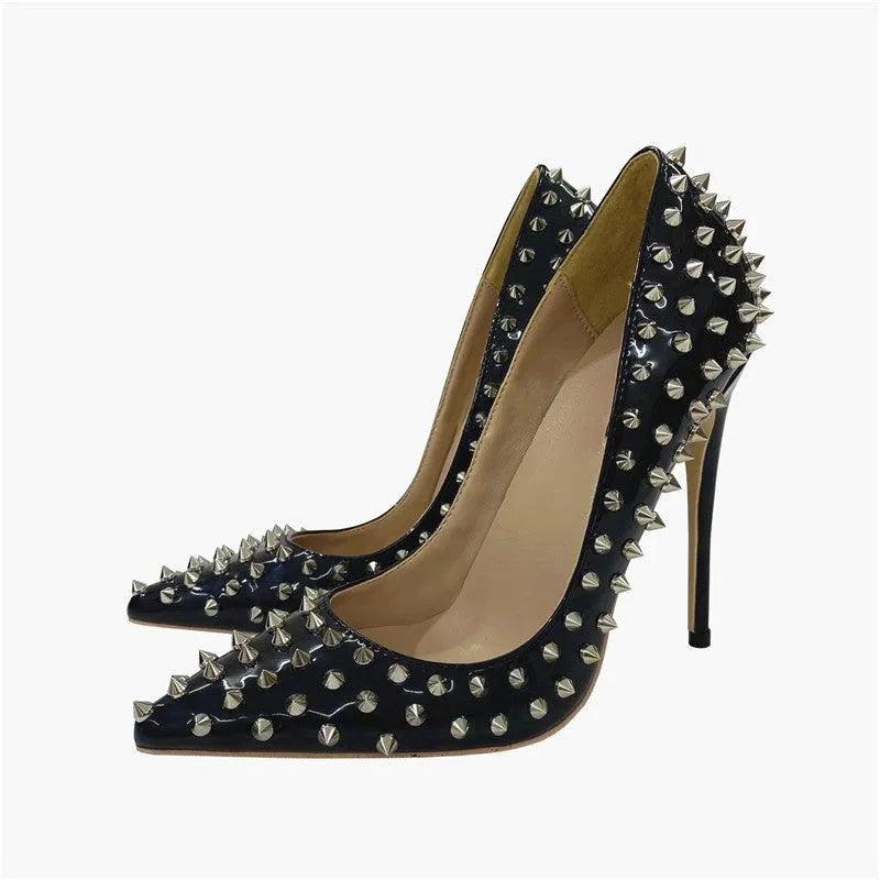 Rivet High Heels Pointed Stiletto Low-cut Shoes - EX-STOCK CANADA