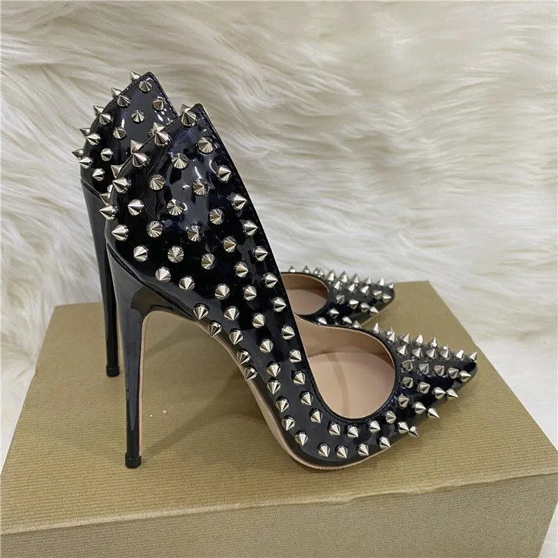 Rivet High Heels Pointed Stiletto Low-cut Shoes - EX-STOCK CANADA