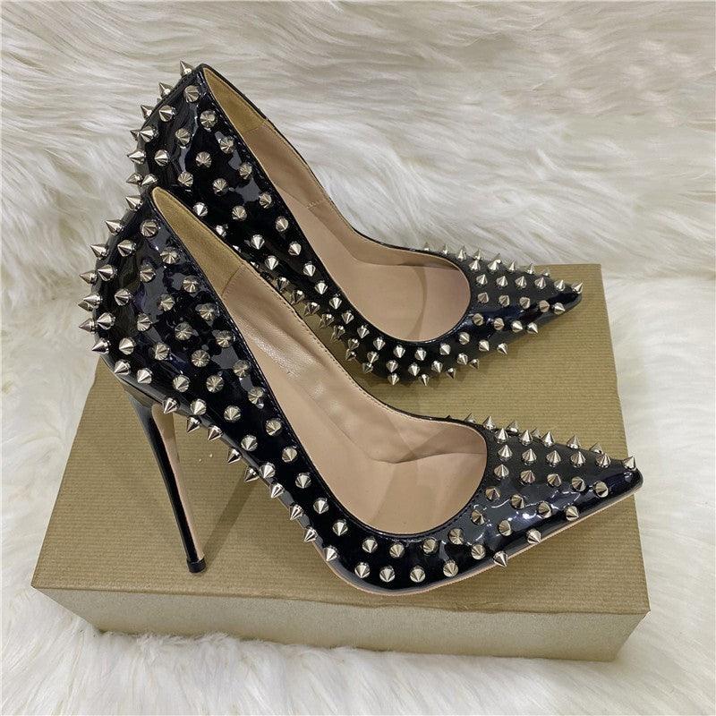 Rivet High Heels Pointed Stiletto Low-cut Shoes - EX-STOCK CANADA