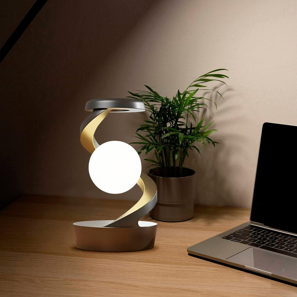 Rotating Moon Desk Night Light Wireless Phone Charging LED Night Light Decorative Desktop Night Lamp Motion Sensor Night Light - EX-STOCK CANADA