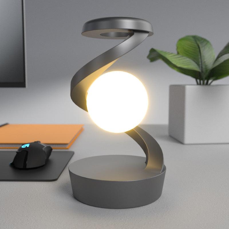 Rotating Moon Desk Night Light Wireless Phone Charging LED Night Light Decorative Desktop Night Lamp Motion Sensor Night Light - EX-STOCK CANADA