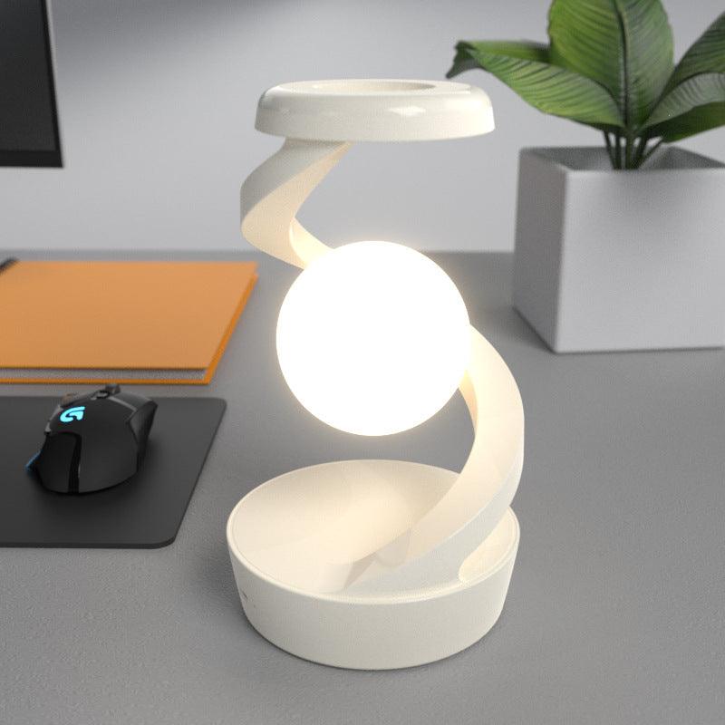 Rotating Moon Desk Night Light Wireless Phone Charging LED Night Light Decorative Desktop Night Lamp Motion Sensor Night Light - EX-STOCK CANADA