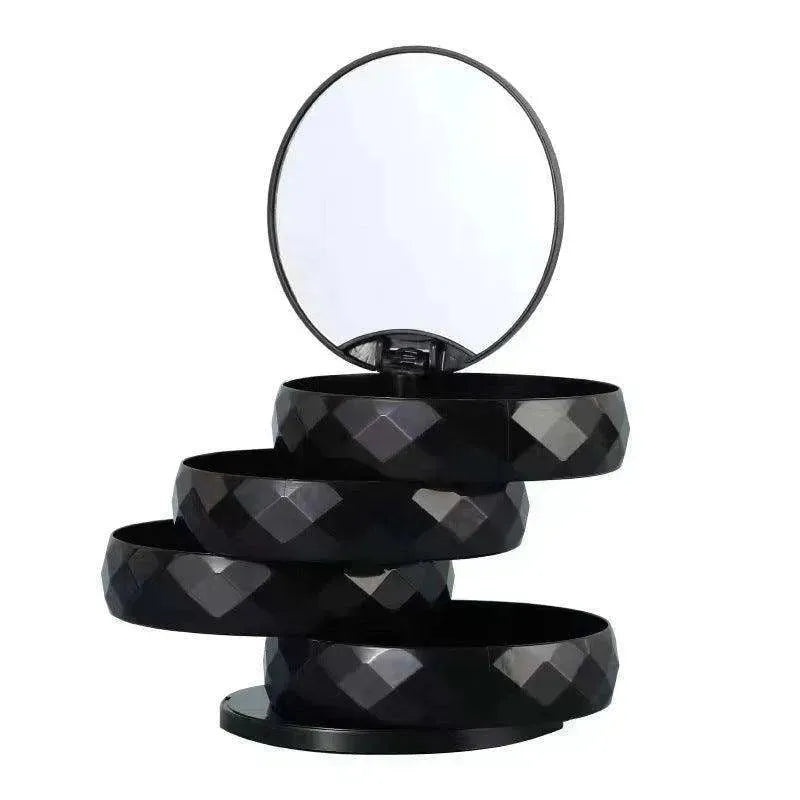 Rotating Multi layer Flannel Belt Mirror Jewelry Box - EX-STOCK CANADA