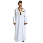 Round Neck Stitching Long-Sleeved Arab Hui Robe Male - EX-STOCK CANADA