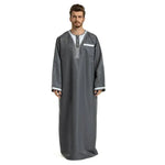 Round Neck Stitching Long-Sleeved Arab Hui Robe Male - EX-STOCK CANADA