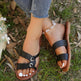 Round Toe Flat Sandals Summer Fashion Casual Non-slip Slides Shoes For Women - EX-STOCK CANADA