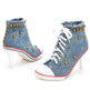 Round Toe Women's Shoes Denim High Heels - EX-STOCK CANADA