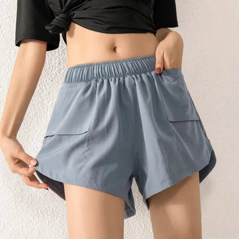 Running Quick-drying Gym Clothes Anti-failure Pocket Yoga Pants Outer Wear Training Sports Shorts Women Summer - EX-STOCK CANADA