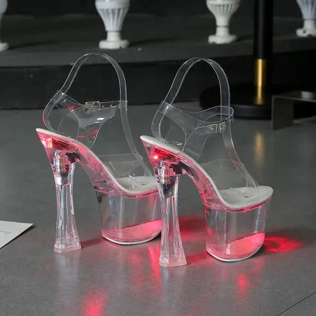 Sandals Feminine Transparent Crystal Platform High Heels Wedge Shoes - EX-STOCK CANADA