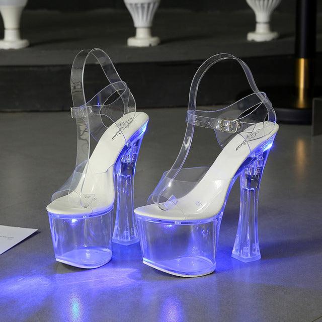 Sandals Feminine Transparent Crystal Platform High Heels Wedge Shoes - EX-STOCK CANADA