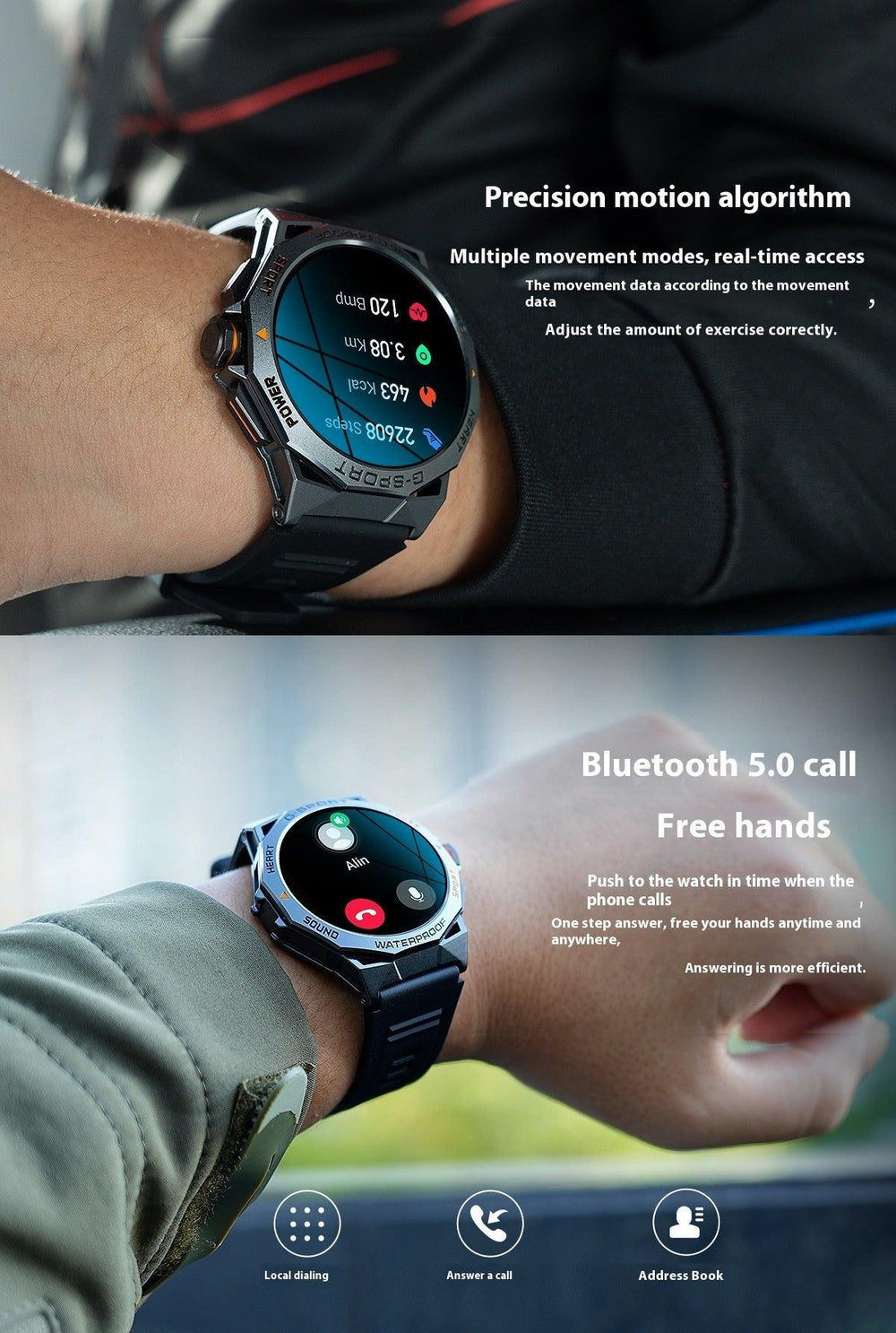 Screen Bluetooth Calling Weather Heart Rate Blood Oxygen Monitoring Smart Watch - EX-STOCK CANADA