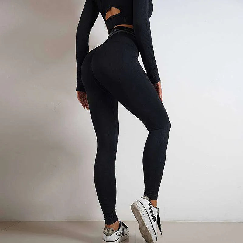 Seamless Yoga Pants Sports Gym Fitness Leggings Or Long Sleeve Tops Outfit - EX-STOCK CANADA