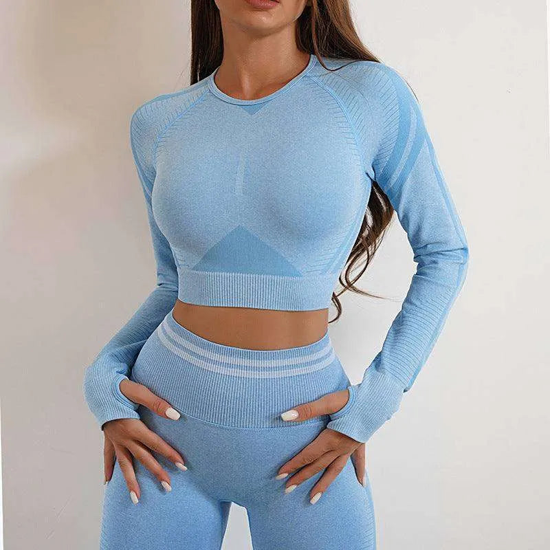 Seamless Yoga Pants Sports Gym Fitness Leggings Or Long Sleeve Tops Outfit - EX-STOCK CANADA