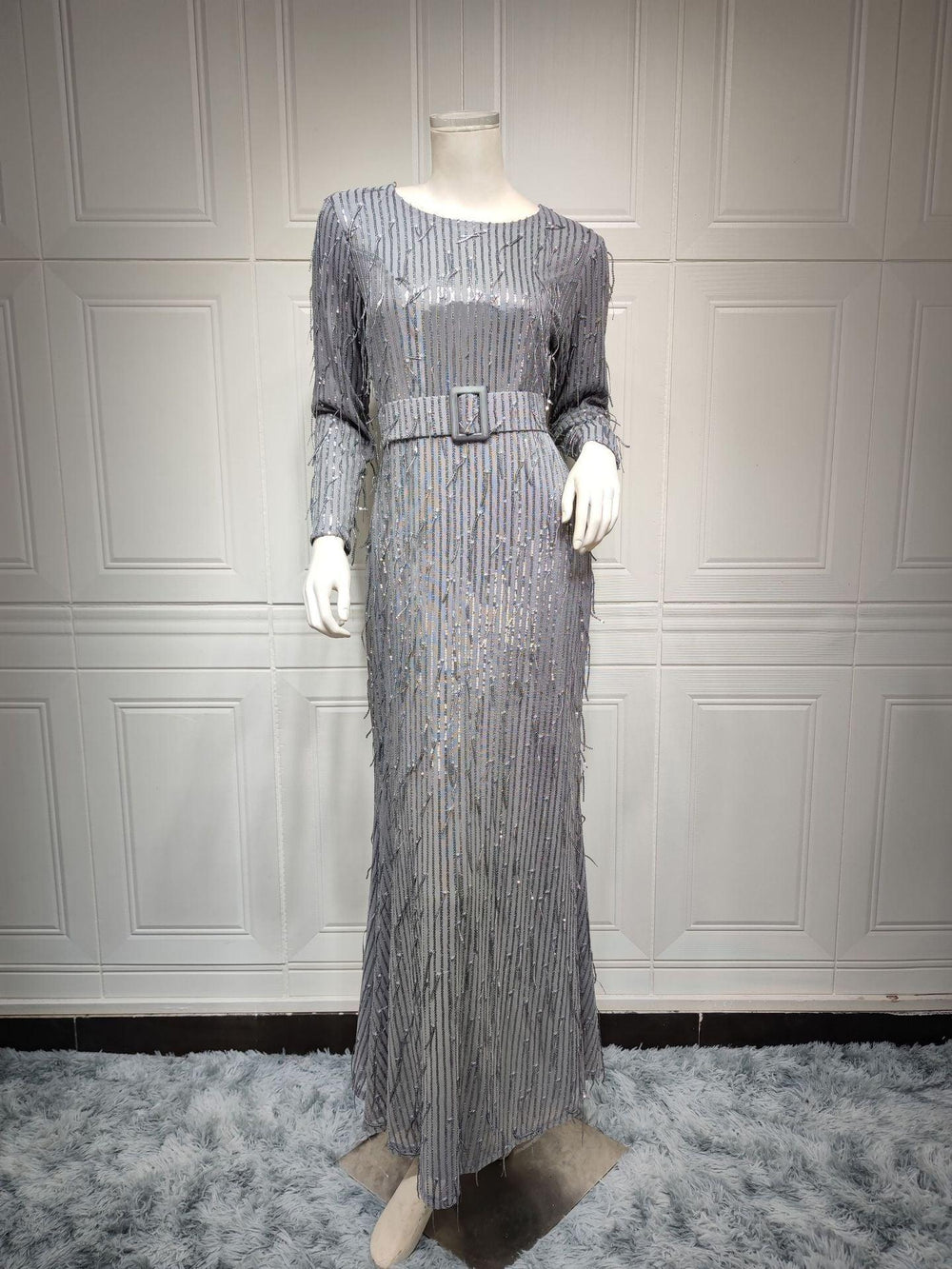 Sequin Tassels Slim-fit Dress Arab Dress - EX-STOCK CANADA