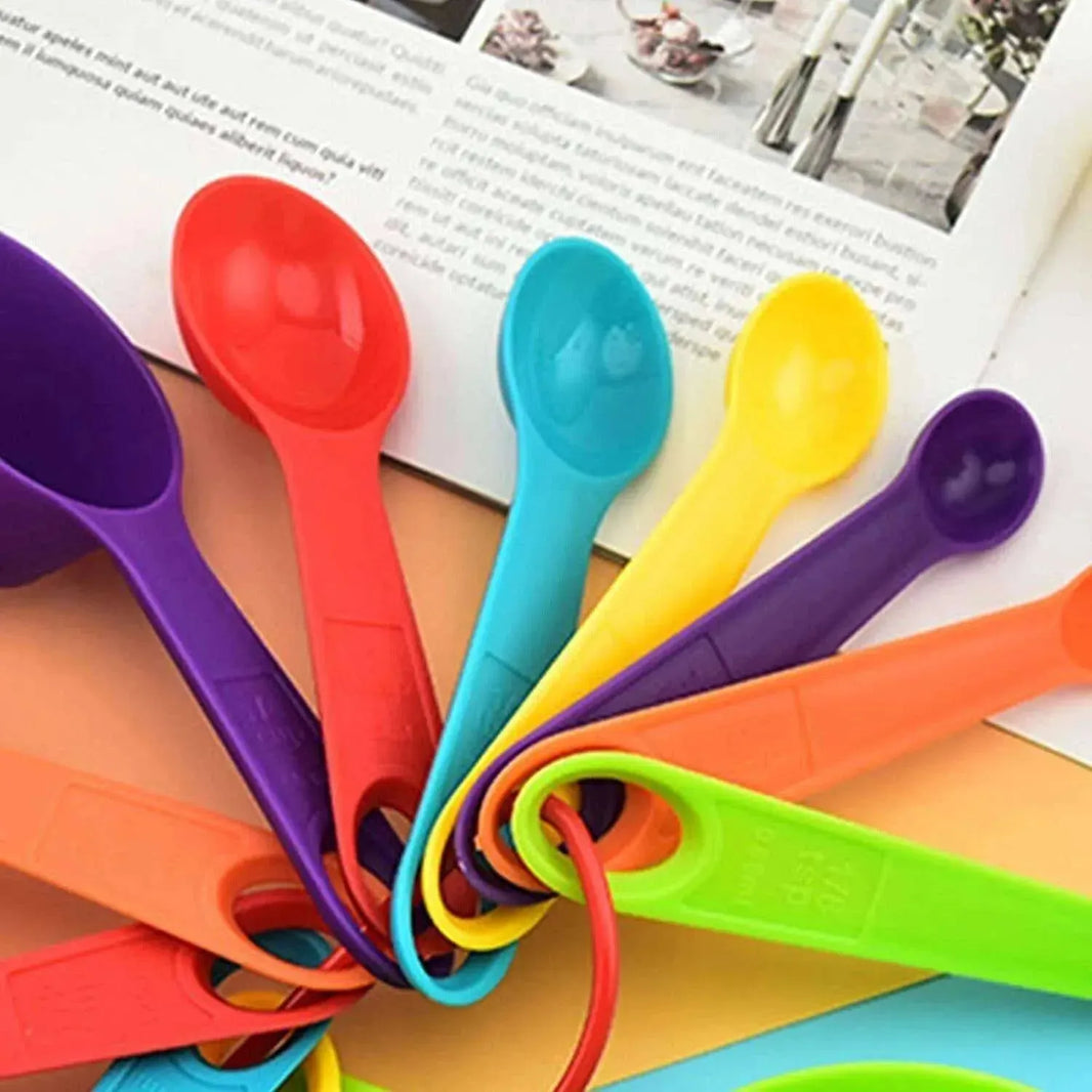 Set Of 6 Measuring Spoons And 6 Cups MultiColor Durable Plastic Kitchen Tools - EX-STOCK CANADA