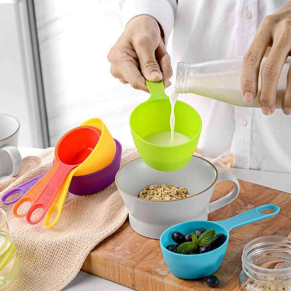 Set Of 6 Measuring Spoons And 6 Cups MultiColor Durable Plastic Kitchen Tools - EX-STOCK CANADA