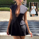 Sexy Deep V-neck A-line Mini Dress Summer Fashion French Style Slimming Short Dresses Cardigan Temperament Dress Skirt Hot Girl - EX-STOCK CANADA