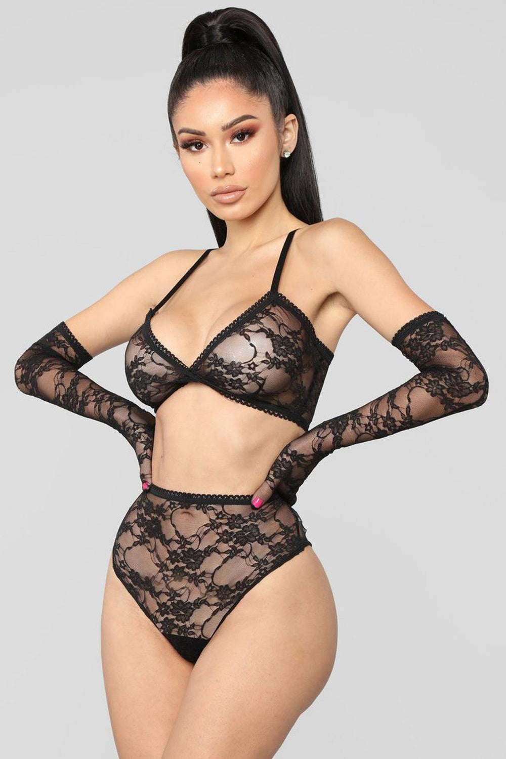 Sexy lingerie lace nightdress - EX-STOCK CANADA