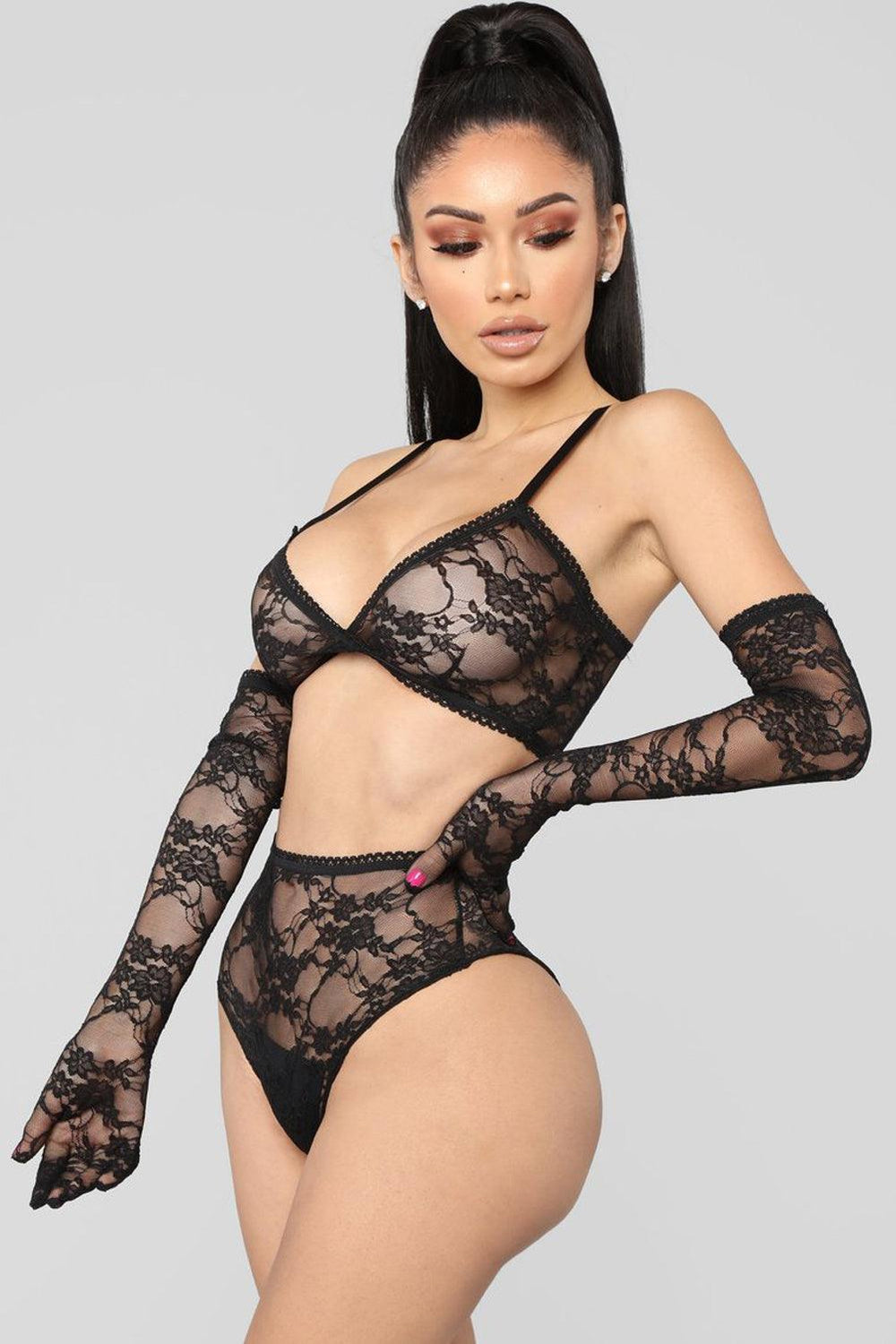 Sexy lingerie lace nightdress - EX-STOCK CANADA