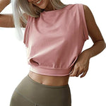 Sexy Navel-Exposed Sweatshirt Summer Loose Sleeveless T-Shirt Running Fitness Yoga Crop Tops Tank Tops For Women. - EX-STOCK CANADA