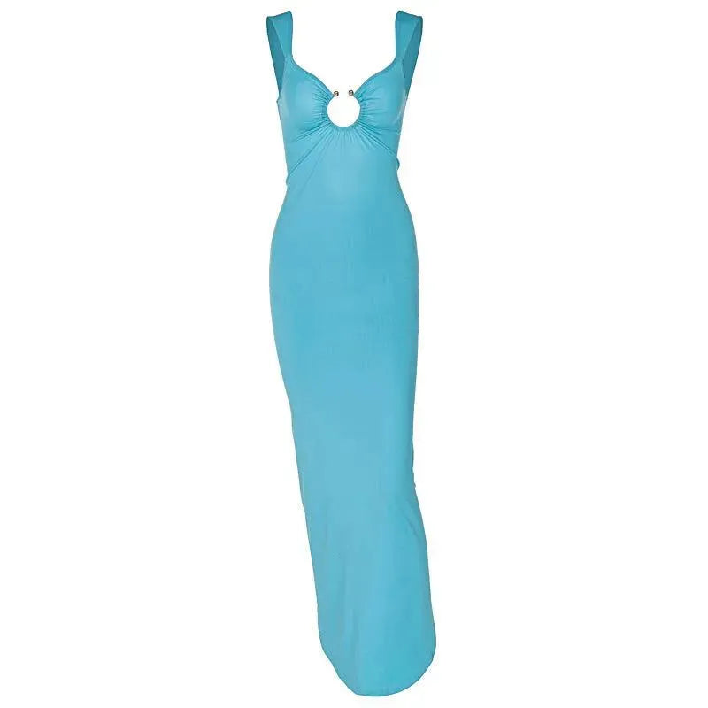 Sexy V-neck Backless Slit Slim Fit Summer Dress - EX-STOCK CANADA