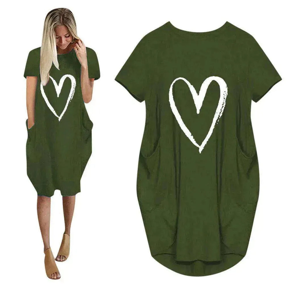 Short Sleeve Dress Valentine's Day Heart Print - EX-STOCK CANADA