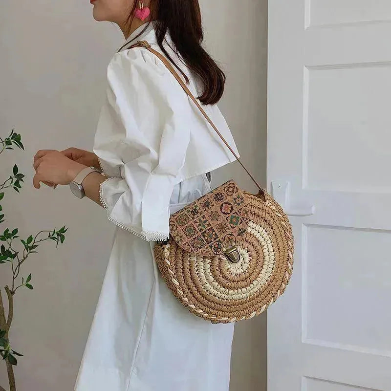 Shoulder Straw-weaved Crossbody Beach Casual Ethnic Style Mini And Simple Handmade Beach Bag - EX-STOCK CANADA