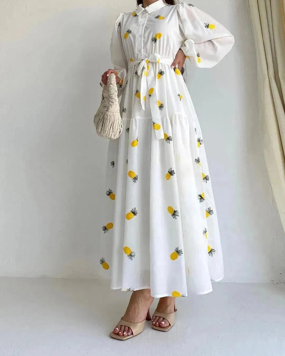 Simple Fashionable Long Sleeve Maxi Dress for Arab Dubai Turkey Middle Eastern Women - EX-STOCK CANADA