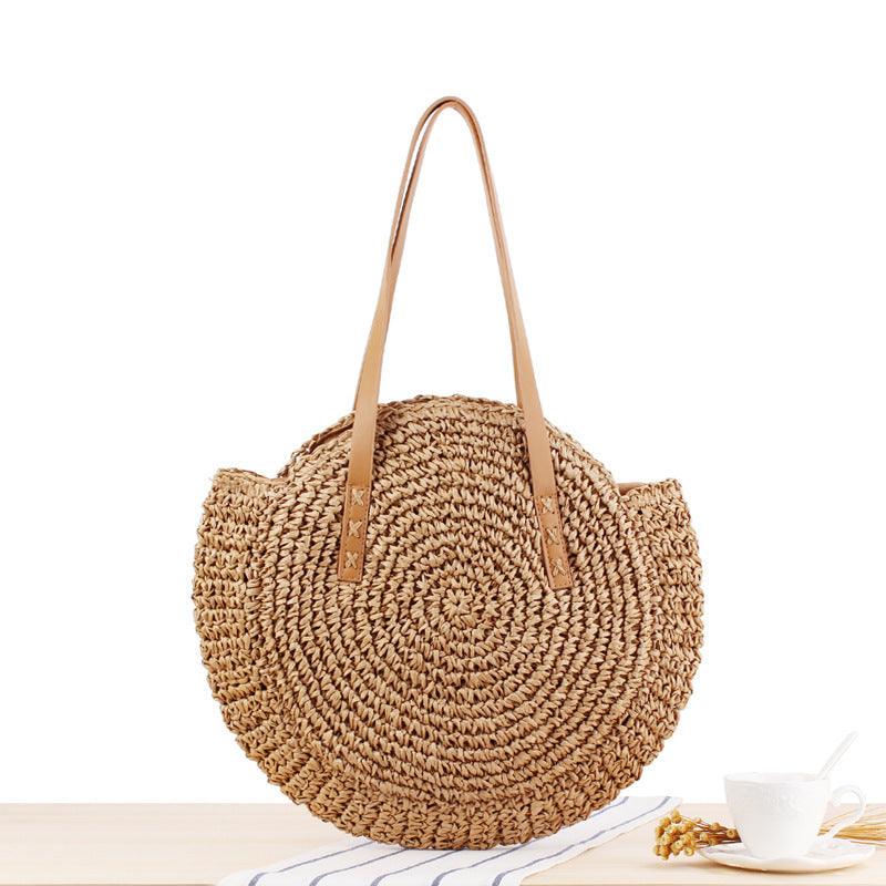 Simple Round Shoulder Bag Straw Handbag Summer Beach Bags - EX-STOCK CANADA