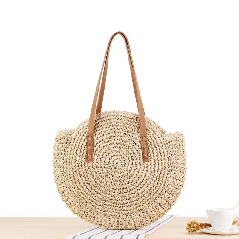 Simple Round Shoulder Bag Straw Handbag Summer Beach Bags - EX-STOCK CANADA