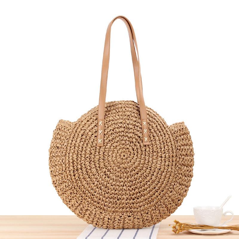 Simple Round Shoulder Bag Straw Handbag Summer Beach Bags - EX-STOCK CANADA