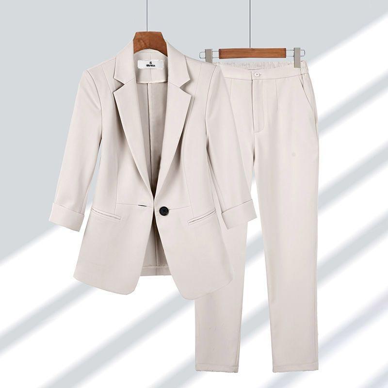 Simple Solid Color Suit Two-piece Set - EX-STOCK CANADA