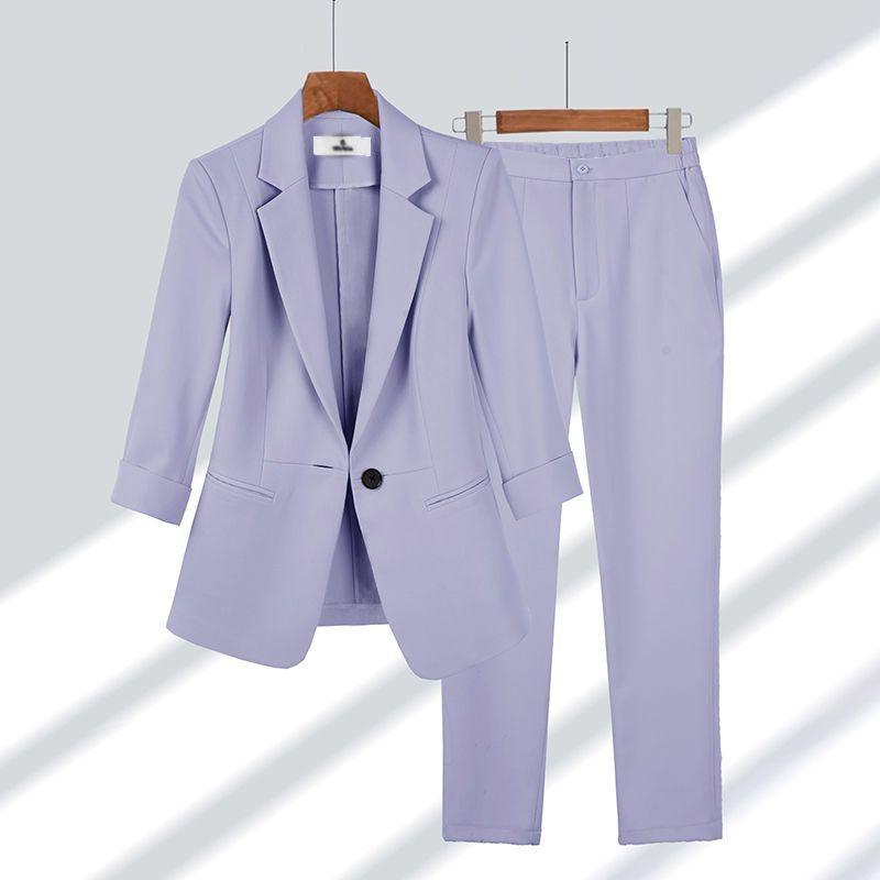 Simple Solid Color Suit Two-piece Set - EX-STOCK CANADA