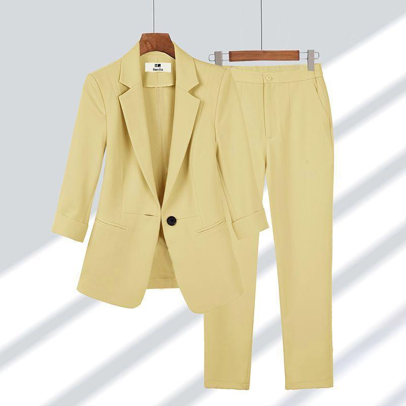 Simple Solid Color Suit Two-piece Set - EX-STOCK CANADA