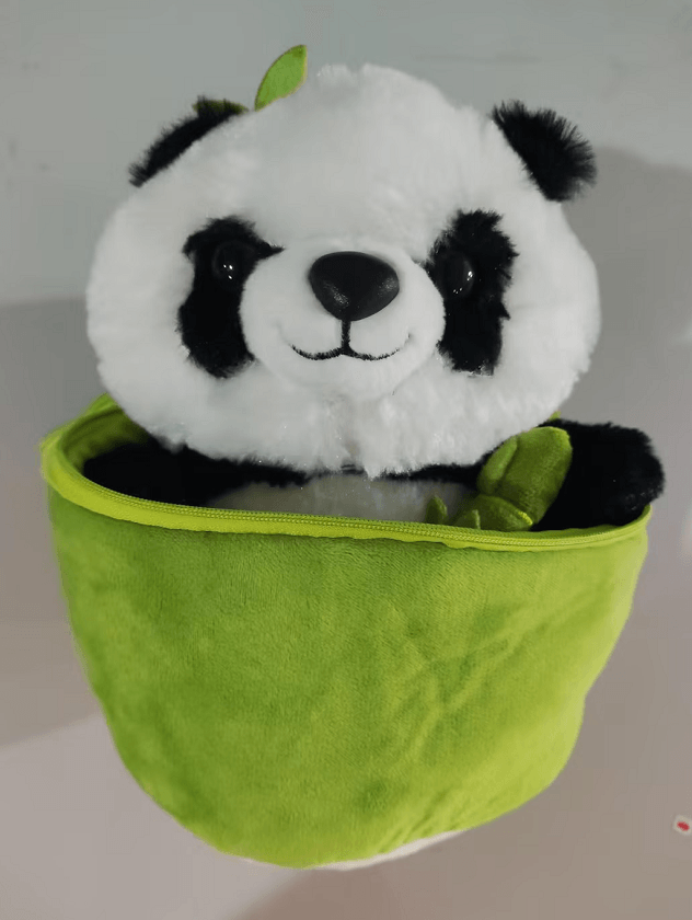 Simulated Bamboo Tube Flower Panda Pillow - EX-STOCK CANADA