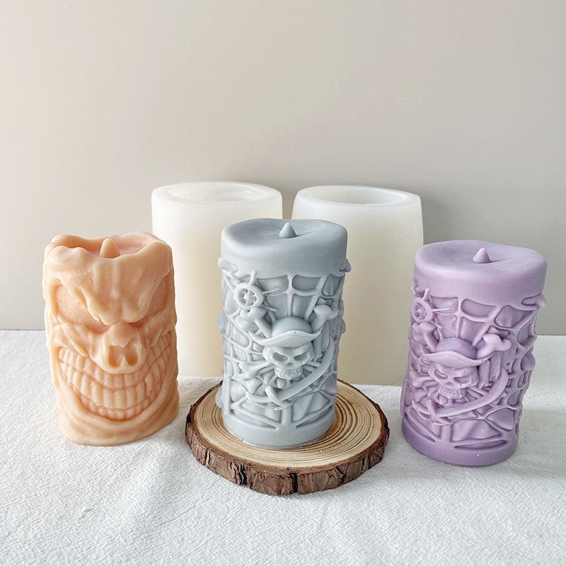 Skull Ornament Cylindrical Scented Candle Mould - EX-STOCK CANADA