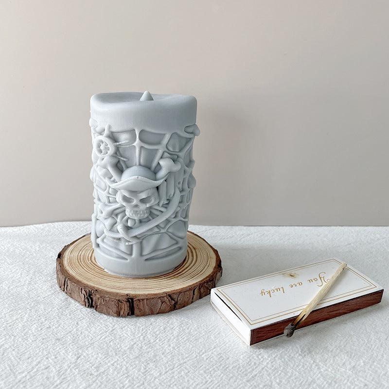 Skull Ornament Cylindrical Scented Candle Mould - EX-STOCK CANADA