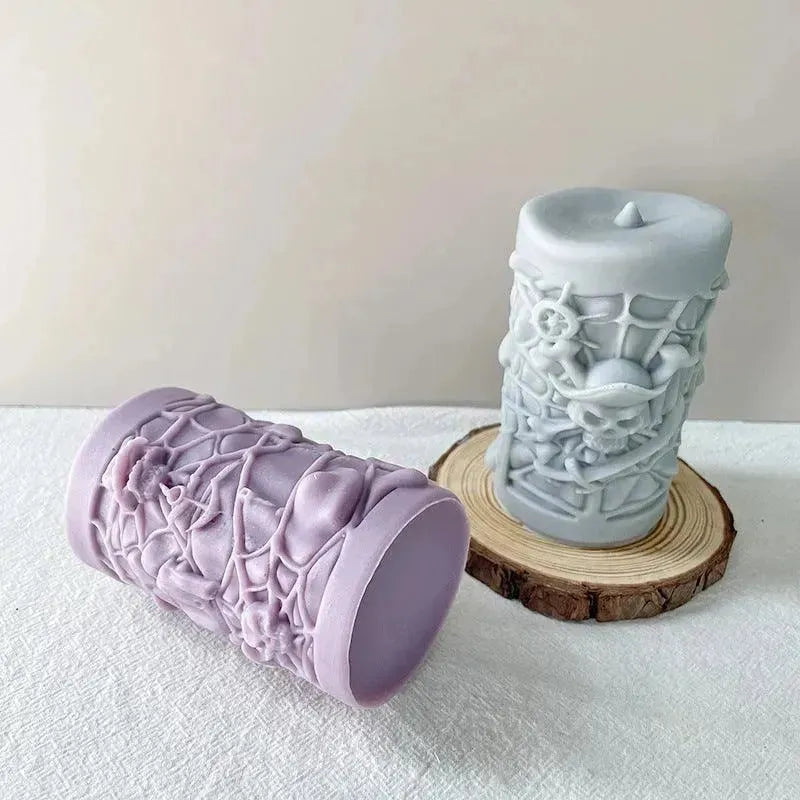 Skull Ornament Cylindrical Scented Candle Mould - EX-STOCK CANADA