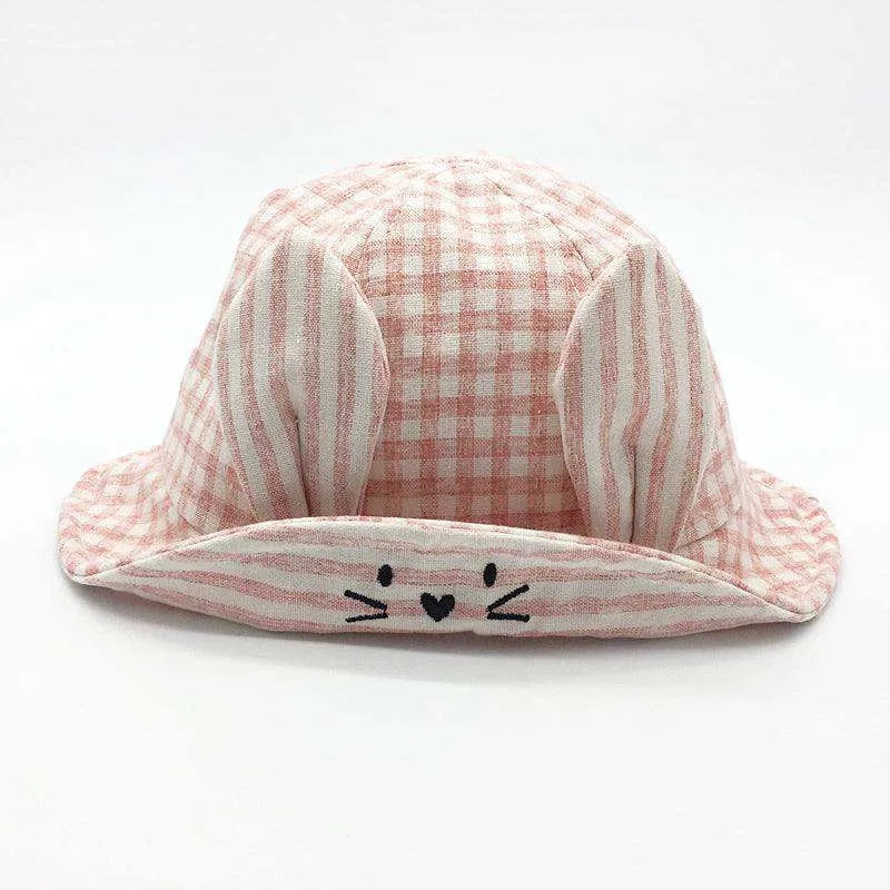 Small Fine Grid Love Rabbit Ears Basin Fisherman Baby Hat - EX-STOCK CANADA