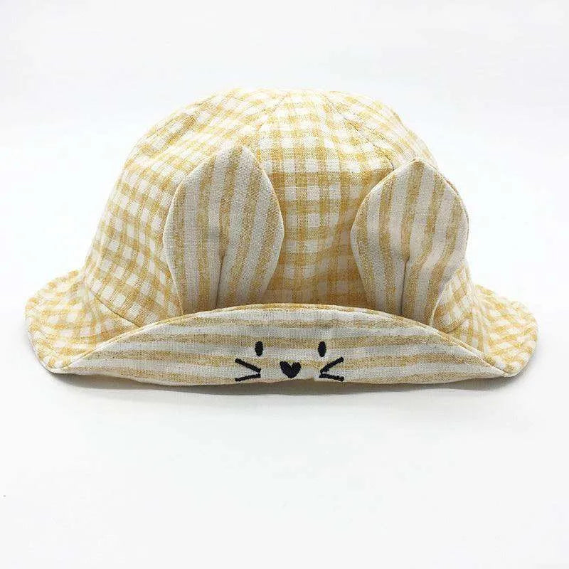 Small Fine Grid Love Rabbit Ears Basin Fisherman Baby Hat - EX-STOCK CANADA