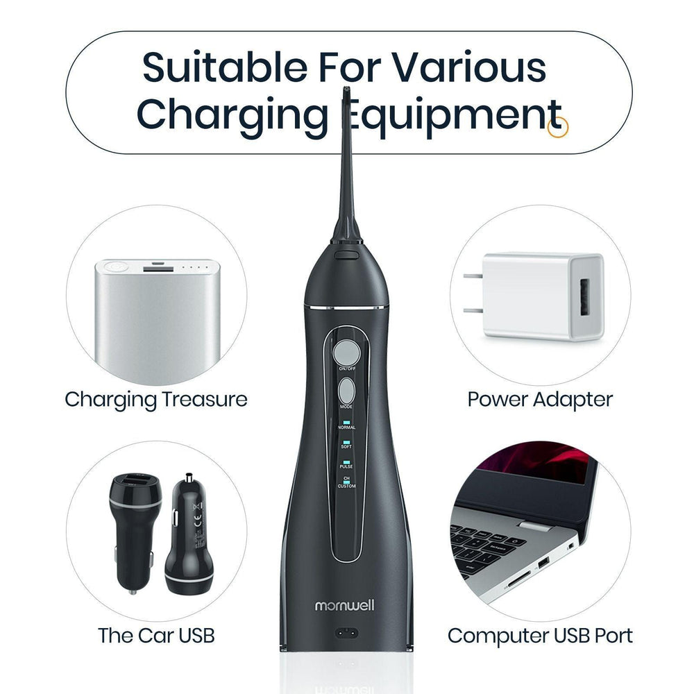 Smart Electric Portable Cordless Dental Water Flosser for Teeth Cleaning - Rechargeable and IPX7 Waterproof Travel Dental Oral Irrigator - EX-STOCK CANADA