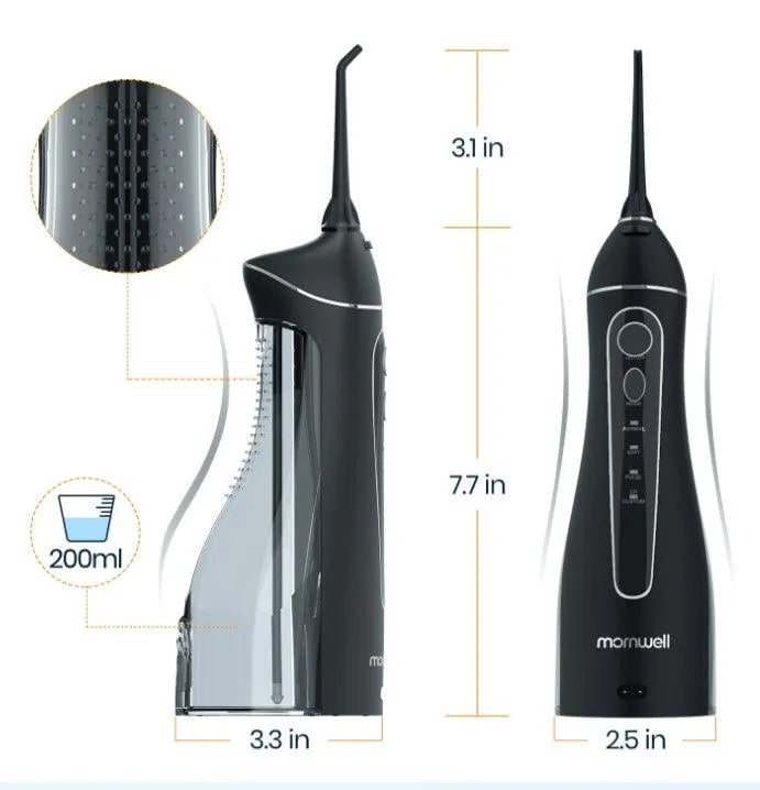 Smart Electric Portable Cordless Dental Water Flosser for Teeth Cleaning - Rechargeable and IPX7 Waterproof Travel Dental Oral Irrigator - EX-STOCK CANADA