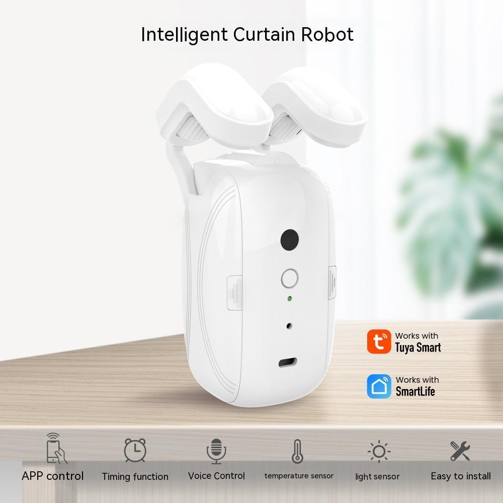 Smart Intelligent Curtain Opener Robot Motor BT Voice Control Switch Electric Curtain Robot APP Control Timer Setup Compatible with Home for Roman Rod - EX-STOCK CANADA