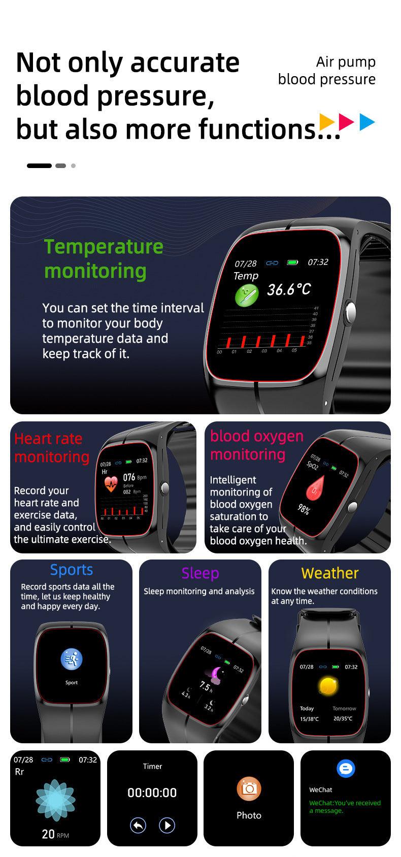 Smart Watch P20 Blood Oxygen Blood Pressure Heart Rate Monitoring - EX-STOCK CANADA