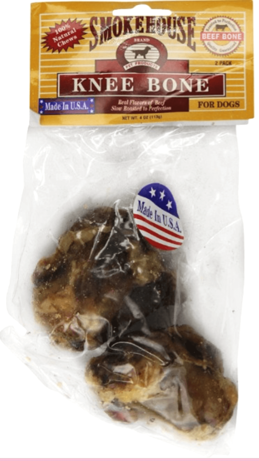 Smokehouse Knee Bone Natural Dog Treat (2 Small Bones) - EX-STOCK CANADA